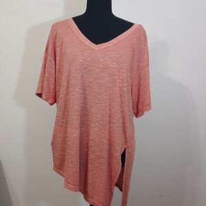 Michael Stars Peach V-Neck Short Sleeve Top